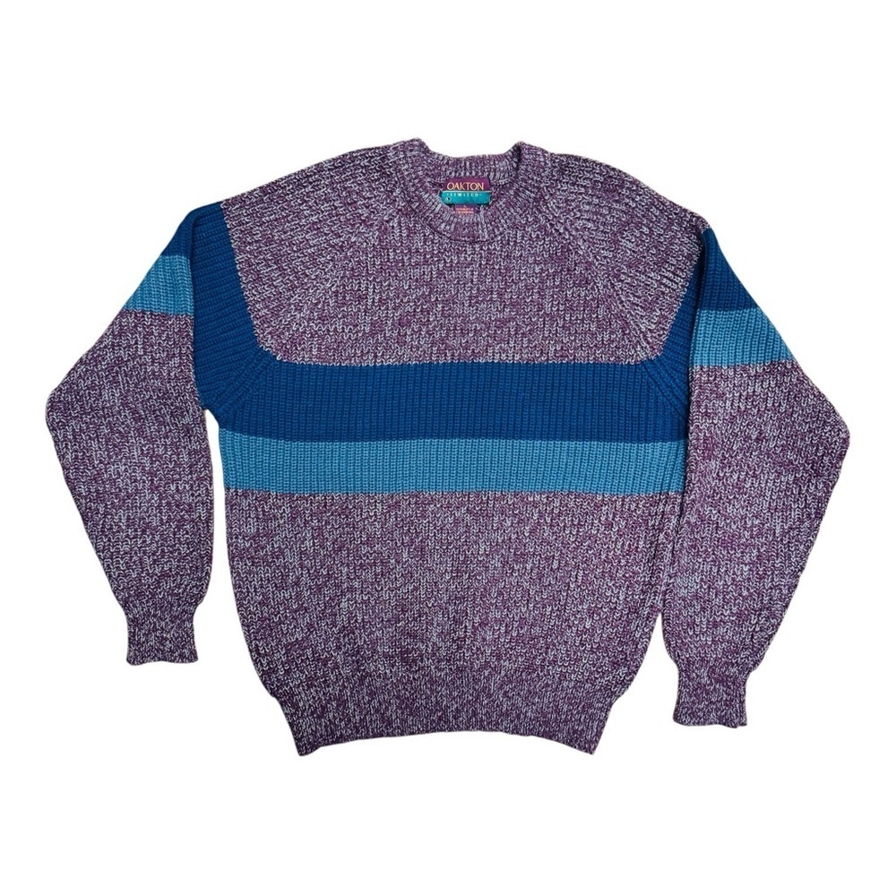 Blue and Brown Crewneck Sweater with Classic Design